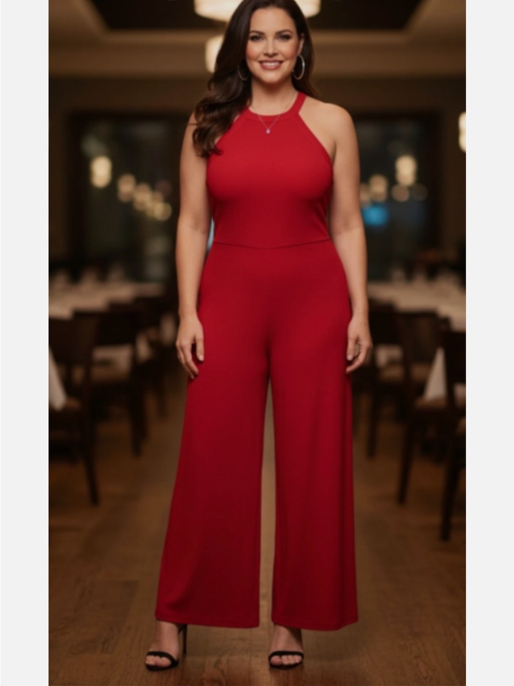 Lauren Ralph Lauren Jumpsuit Womens Small Red Wide Leg Sleeveless B16